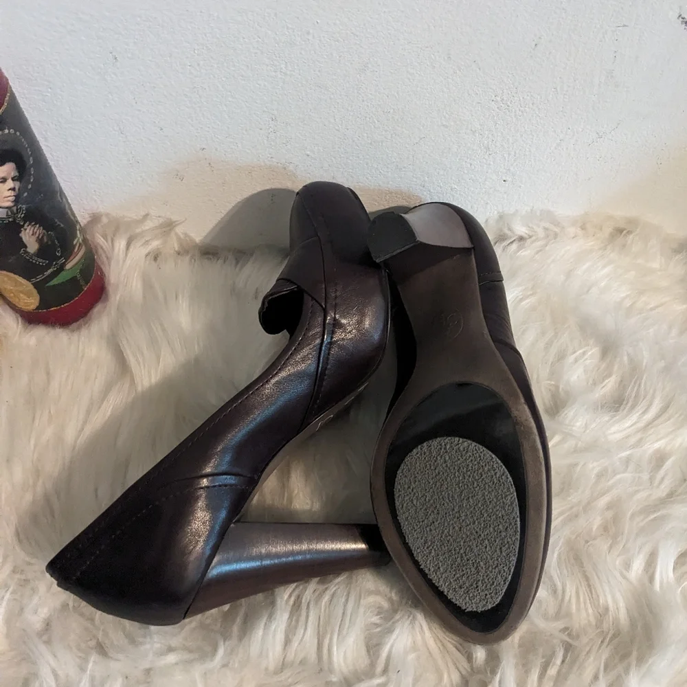 Ash Dark Brown Leather Loafer Pumps 6.5